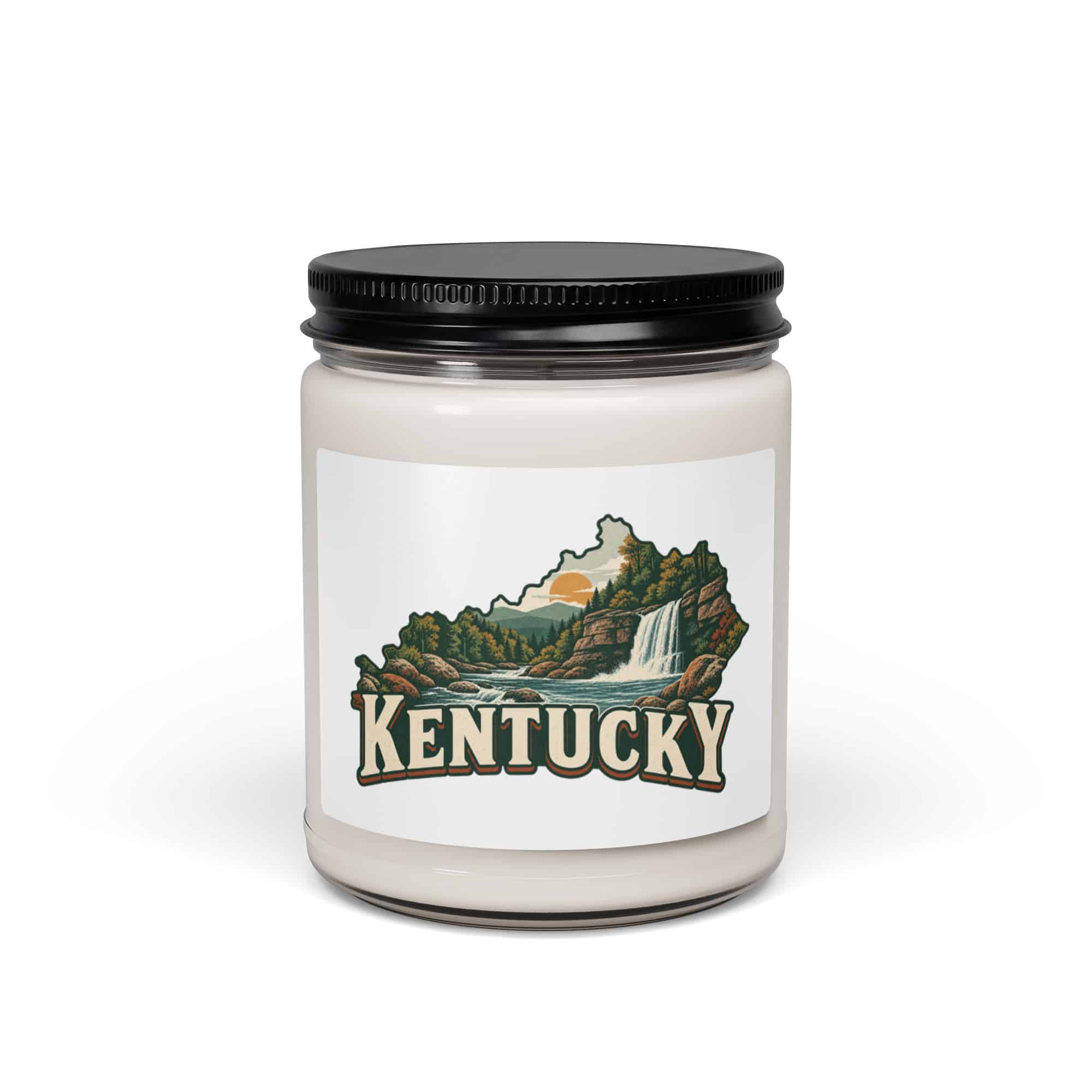 Kentucky Soy Wax Candle: Creek and waterfall, Vintage Kentucky Silhouette