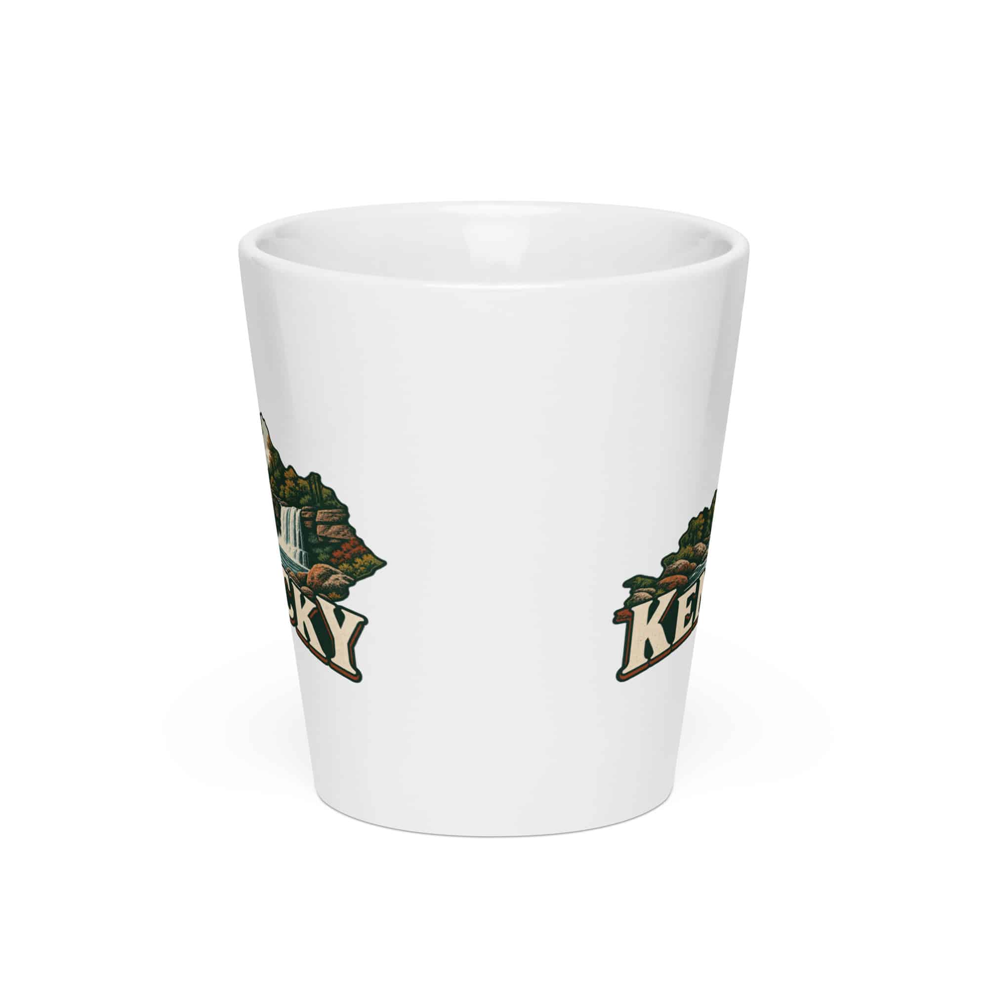Kentucky Latte Mug: Creek and waterfall, Vintage Kentucky Silhouette