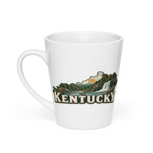 Kentucky Latte Mug: Creek and waterfall, Vintage Kentucky Silhouette - 12 oz - Main