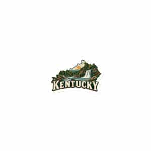 Kentucky Die-Cut Magnet: Creek and waterfall, Vintage Kentucky Silhouette - 3″×3″ - Main