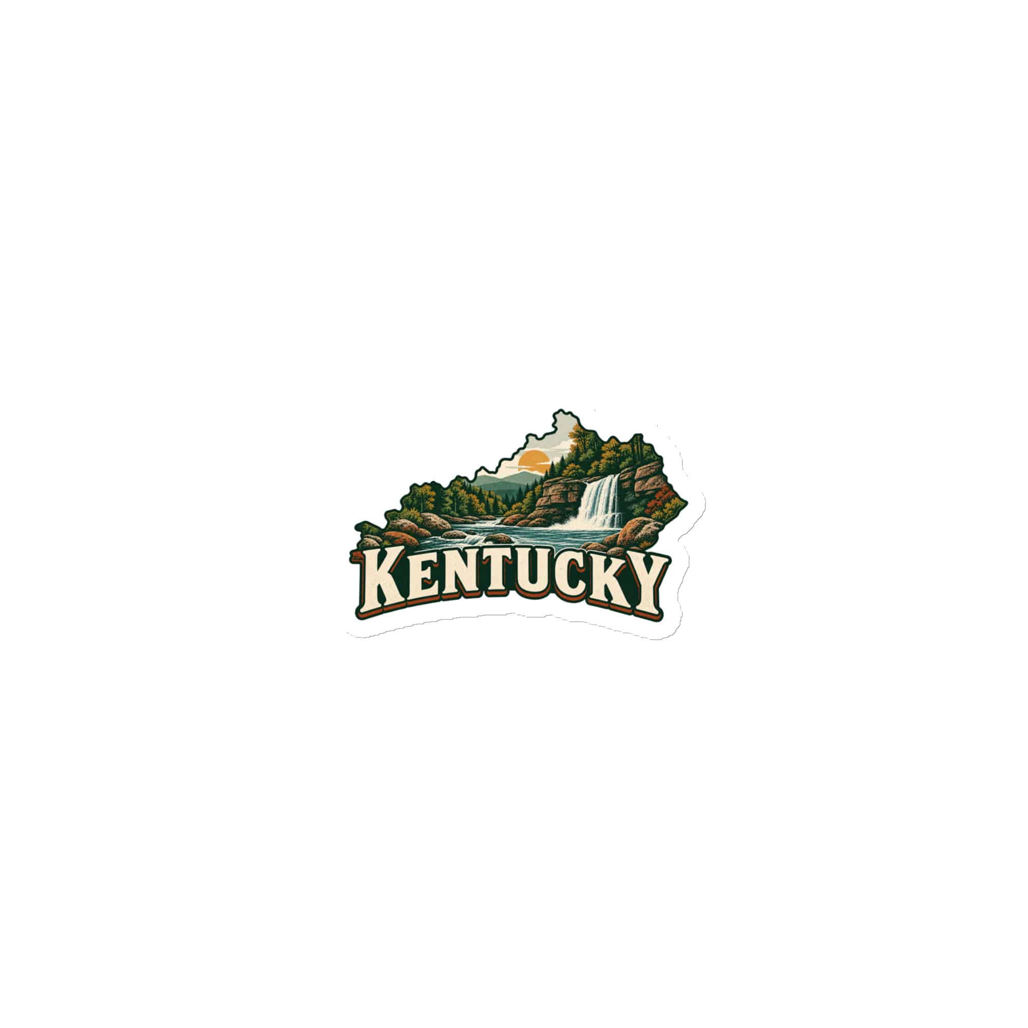 Kentucky Die-Cut Magnet: Creek and waterfall, Vintage Kentucky Silhouette