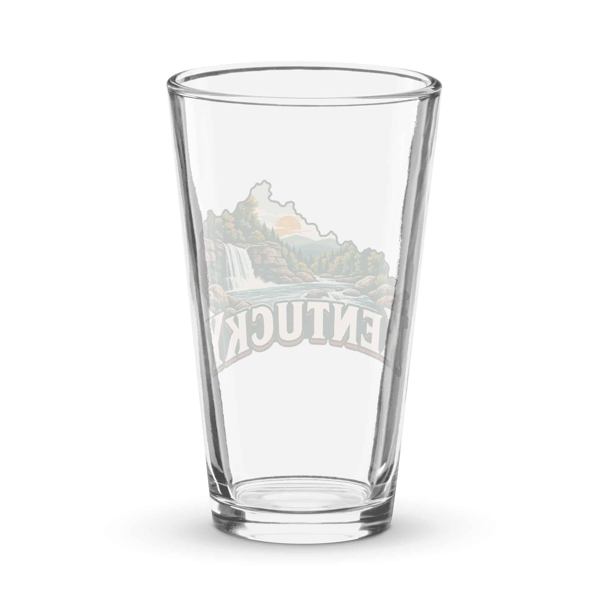 Kentucky Pint Glass: Creek and waterfall, Vintage Kentucky Silhouette