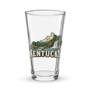 Kentucky Pint Glass: Creek and waterfall, Vintage Kentucky Silhouette - 16 oz - Main