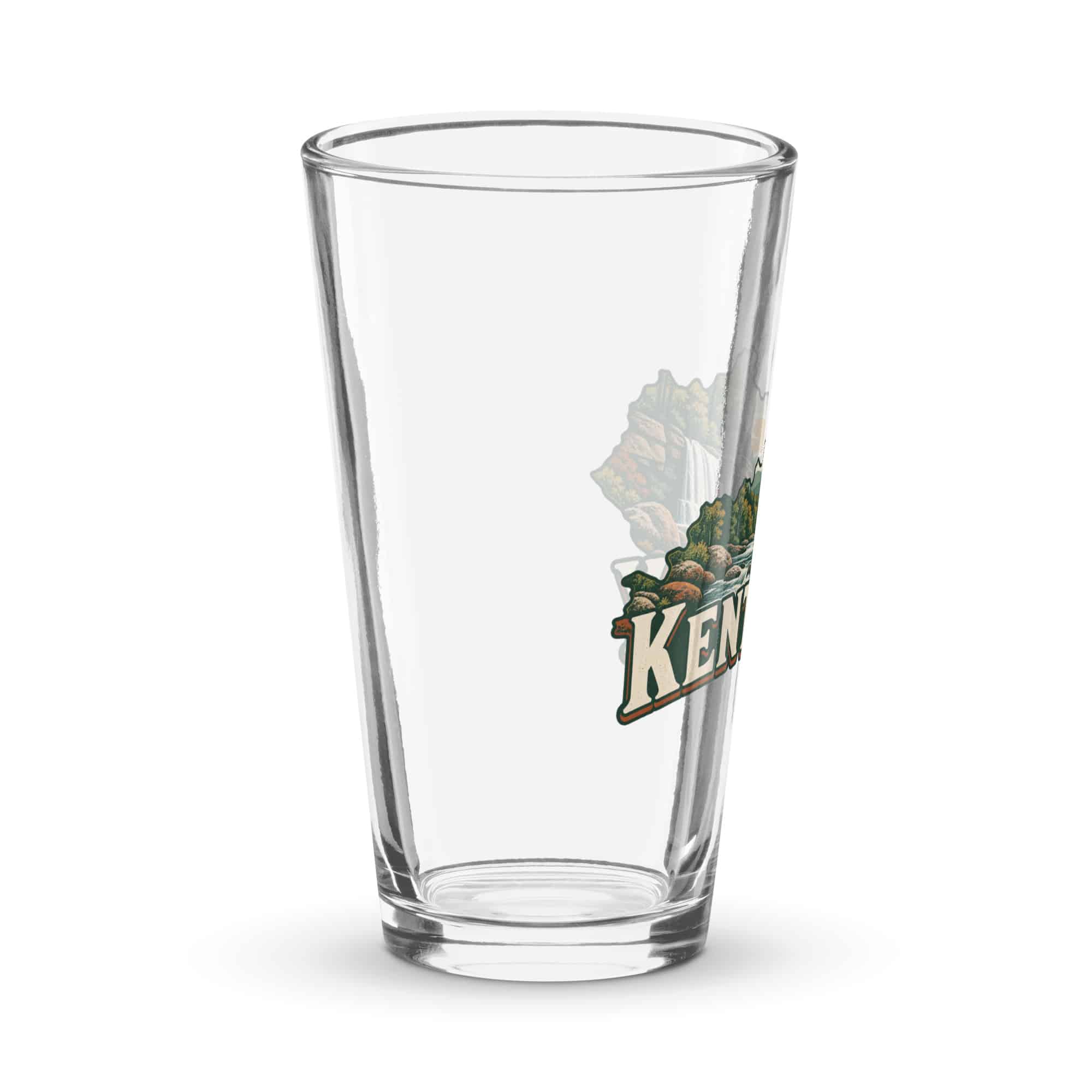 Kentucky Pint Glass: Creek and waterfall, Vintage Kentucky Silhouette