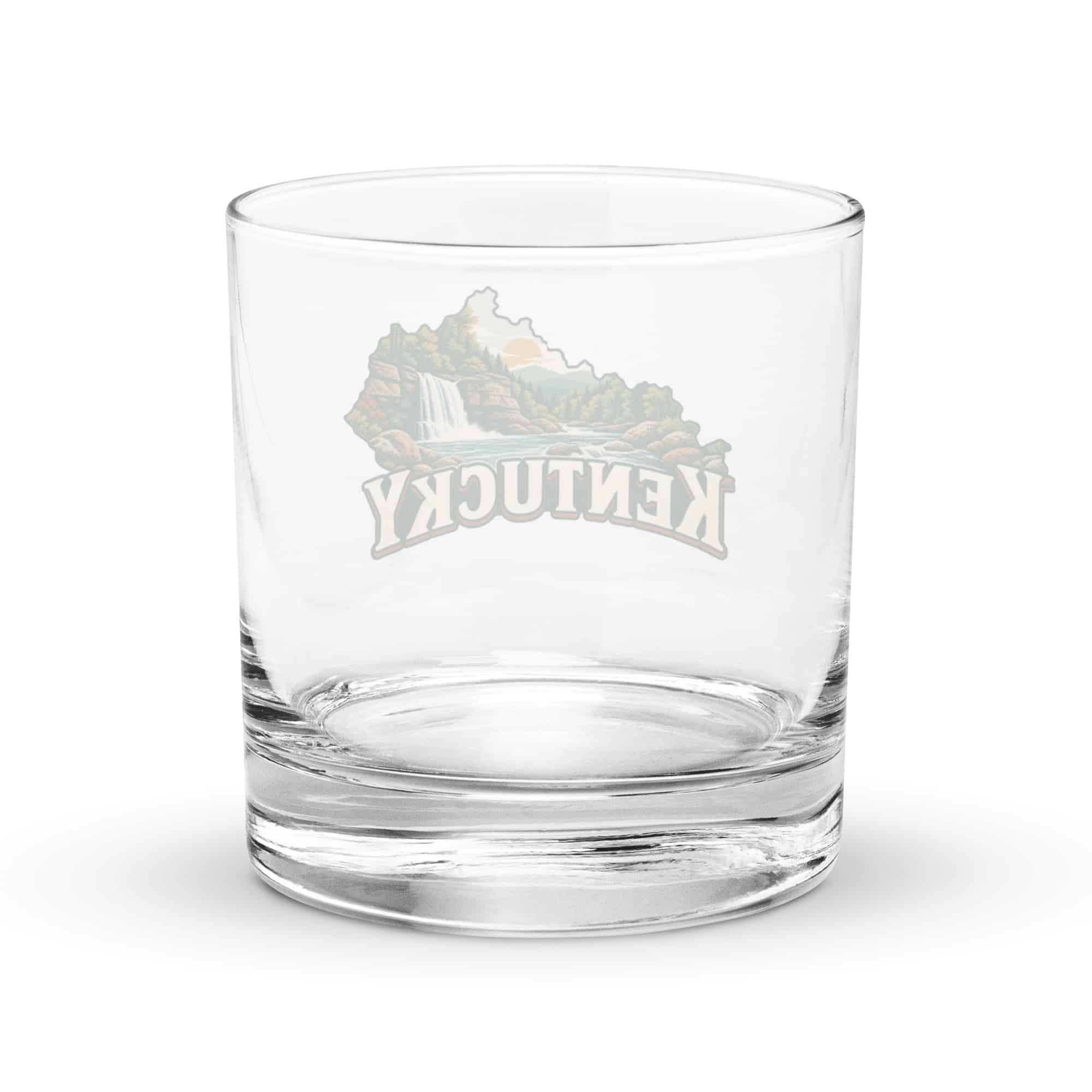 Kentucky Rocks Glass: Creek and waterfall, Vintage Kentucky Silhouette