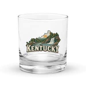 Kentucky Rocks Glass: Creek and waterfall, Vintage Kentucky Silhouette - 10.5 oz - Main