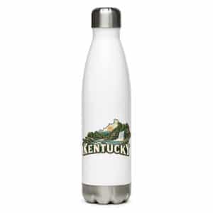 Kentucky Stainless Steel Water Bottle: Creek and waterfall, Vintage Kentucky Silhouette - 17 oz - Main