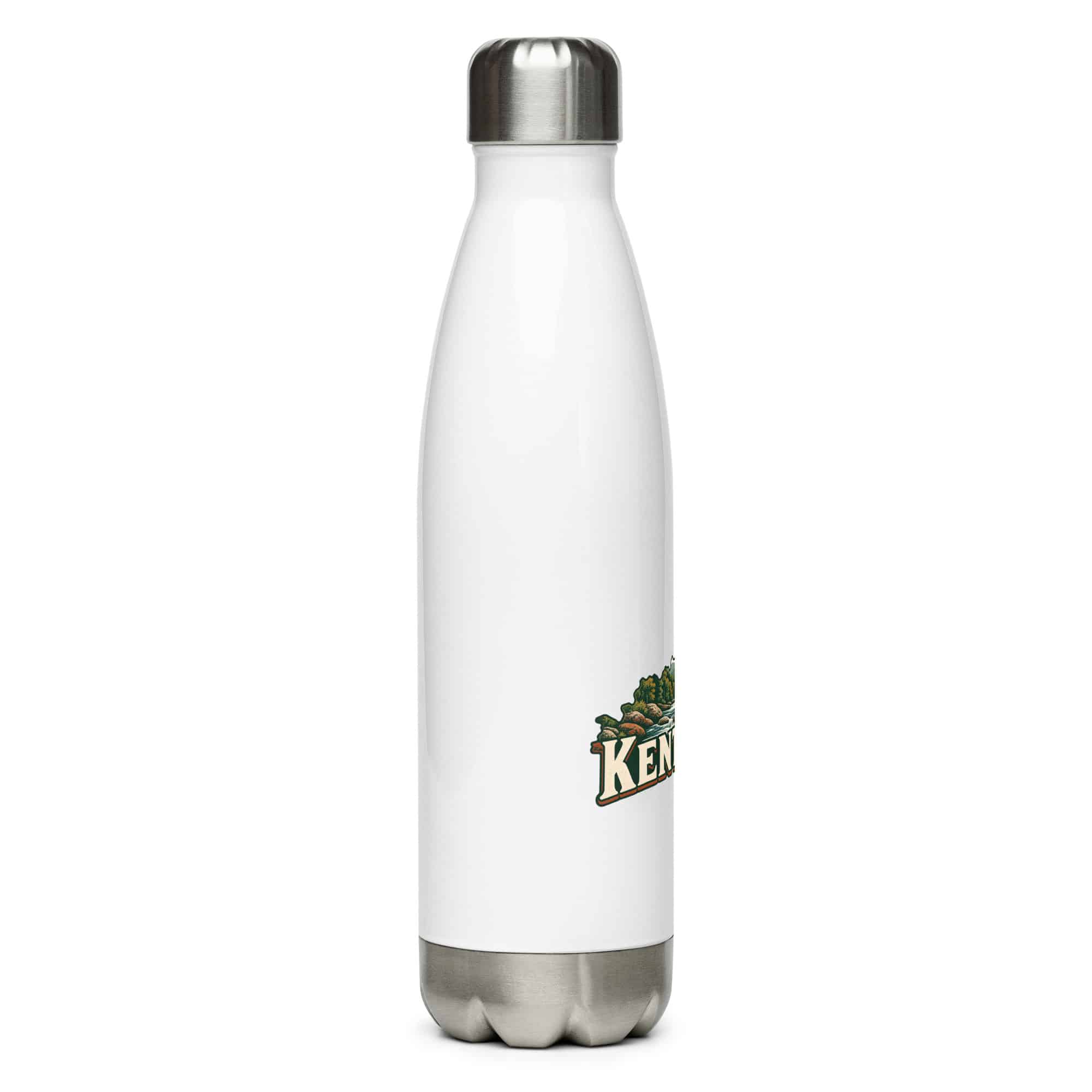 Kentucky Stainless Steel Water Bottle: Creek and waterfall, Vintage Kentucky Silhouette