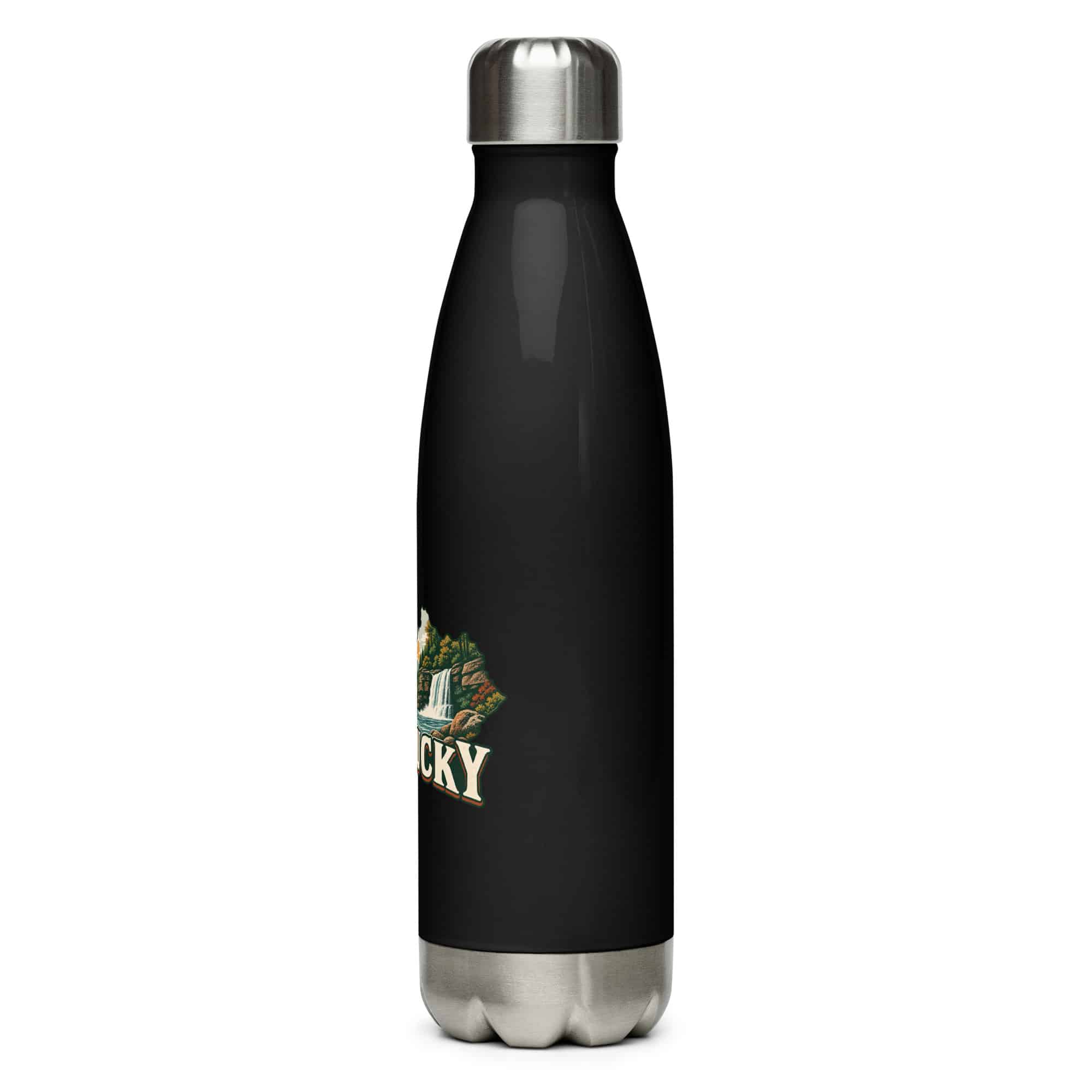 Kentucky Stainless Steel Water Bottle: Creek and waterfall, Vintage Kentucky Silhouette