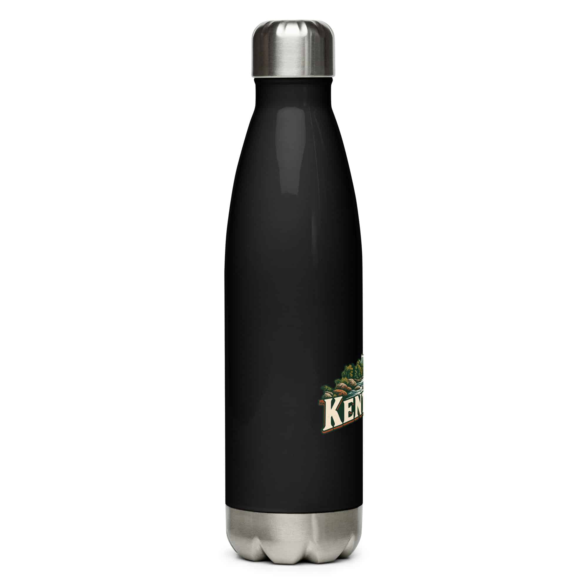 Kentucky Stainless Steel Water Bottle: Creek and waterfall, Vintage Kentucky Silhouette