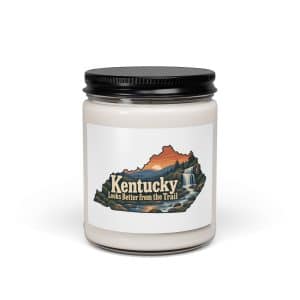 Kentucky Soy Wax Candle: Creek and waterfall, Colorful Kentucky Silhouette - 9oz - Main