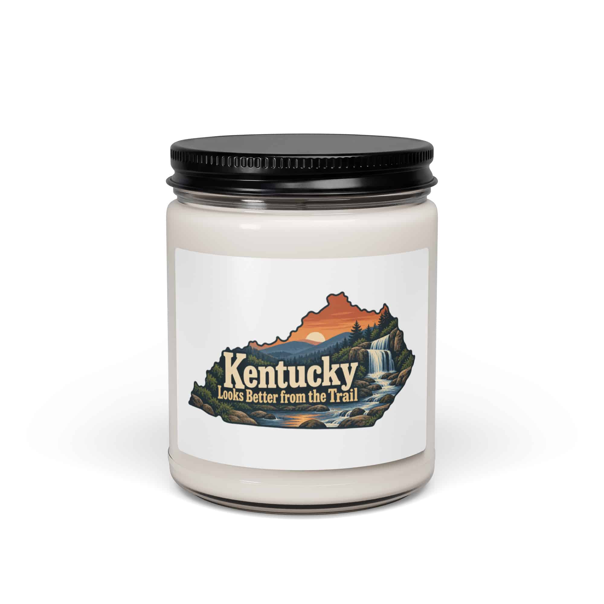 Kentucky Soy Wax Candle: Creek and waterfall, Colorful Kentucky Silhouette