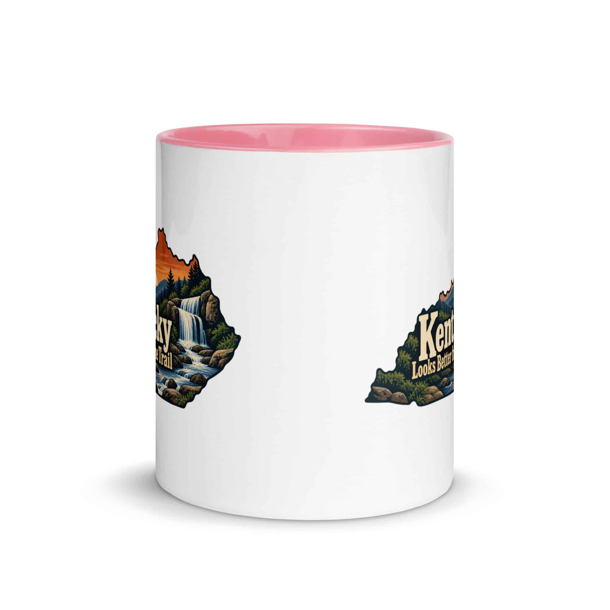 Kentucky Color Inside Coffee Mug: Creek and waterfall, Colorful Kentucky Silhouette
