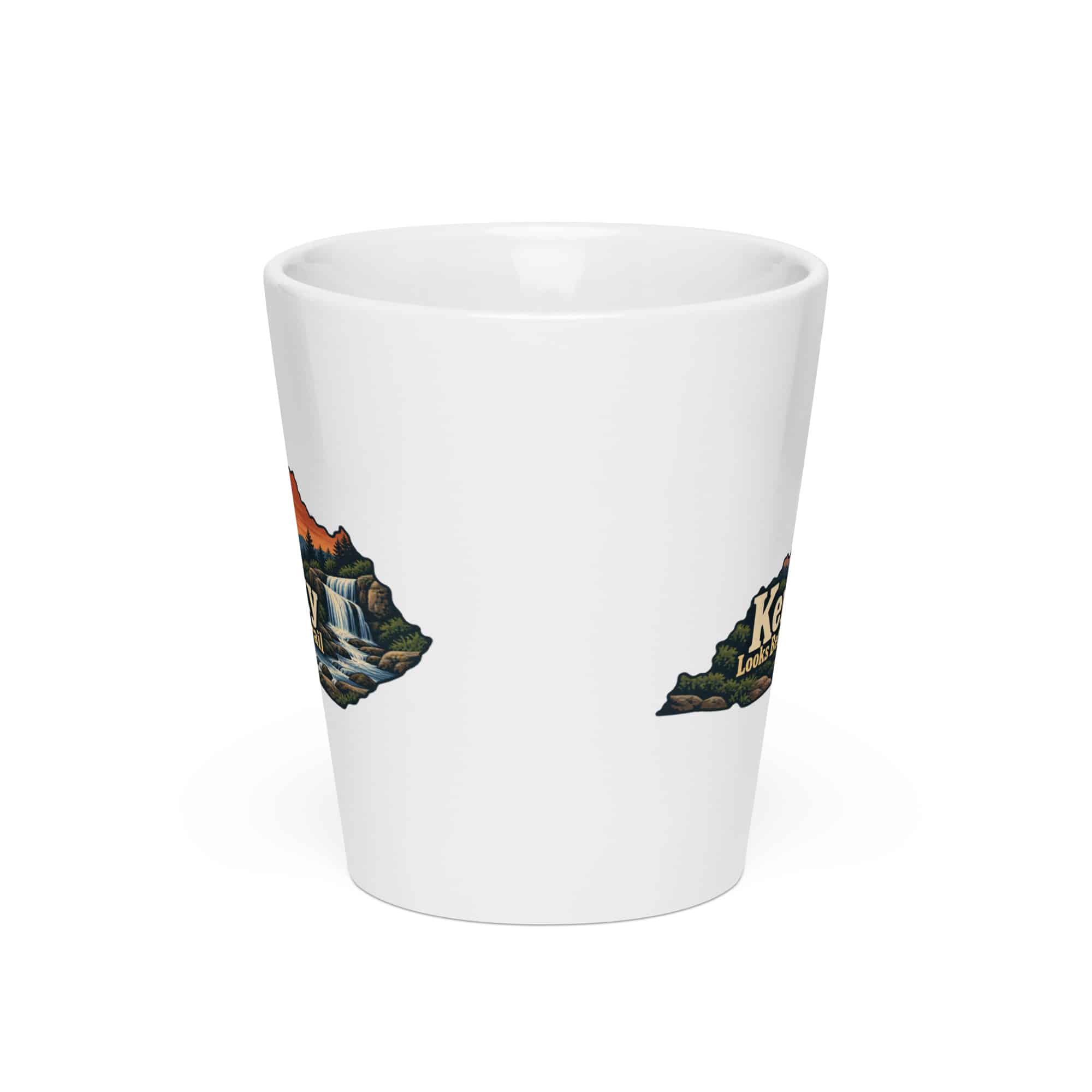Kentucky Latte Mug: Creek and waterfall, Colorful Kentucky Silhouette