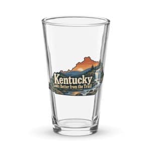 Kentucky Pint Glass: Creek and waterfall, Colorful Kentucky Silhouette - 16 oz - Main
