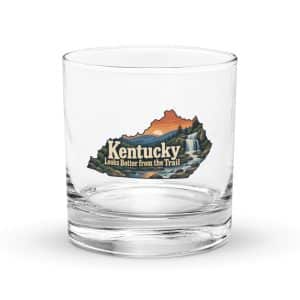 Kentucky Rocks Glass: Creek and waterfall, Colorful Kentucky Silhouette - 10.5 oz - Main