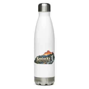 Kentucky Stainless Steel Water Bottle: Creek and waterfall, Colorful Kentucky Silhouette - 17 oz - Main