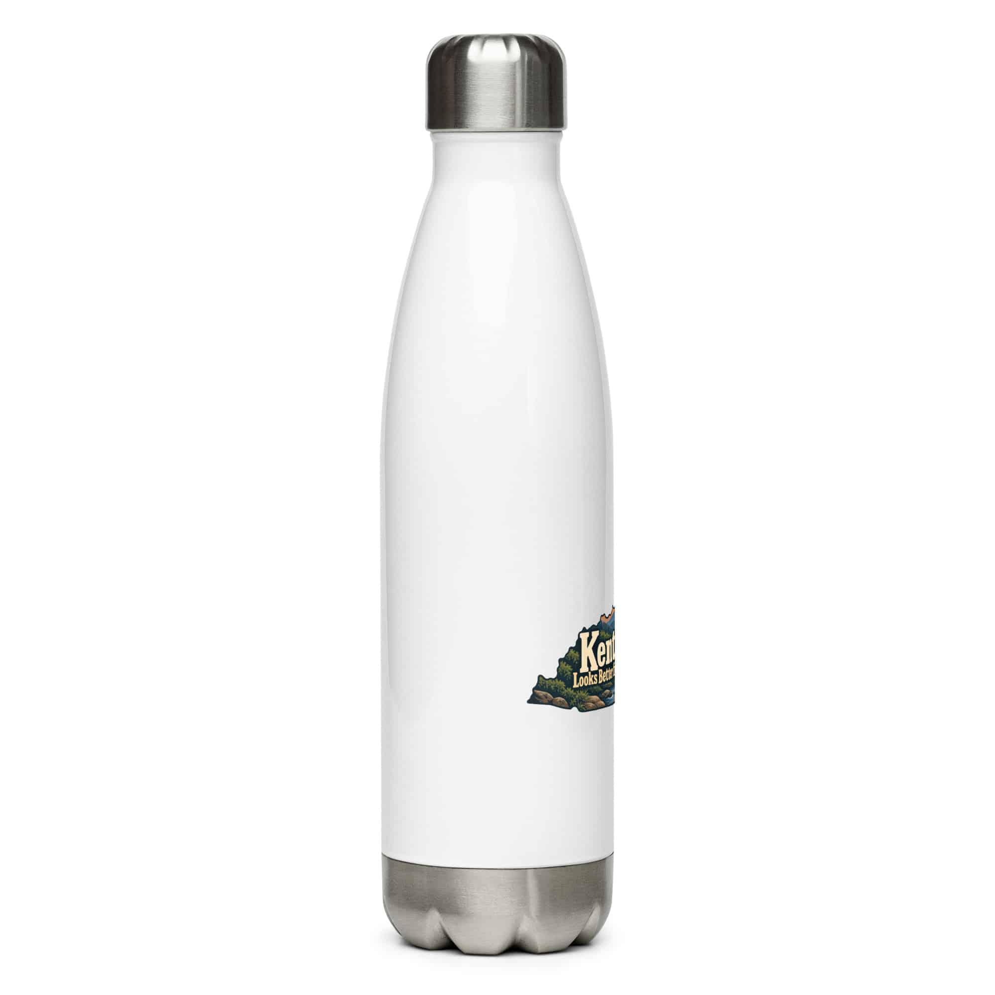 Kentucky Stainless Steel Water Bottle: Creek and waterfall, Colorful Kentucky Silhouette