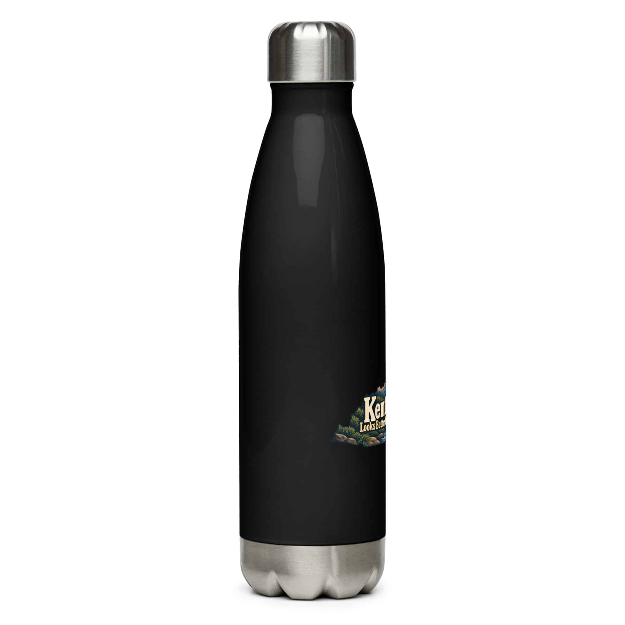Kentucky Stainless Steel Water Bottle: Creek and waterfall, Colorful Kentucky Silhouette