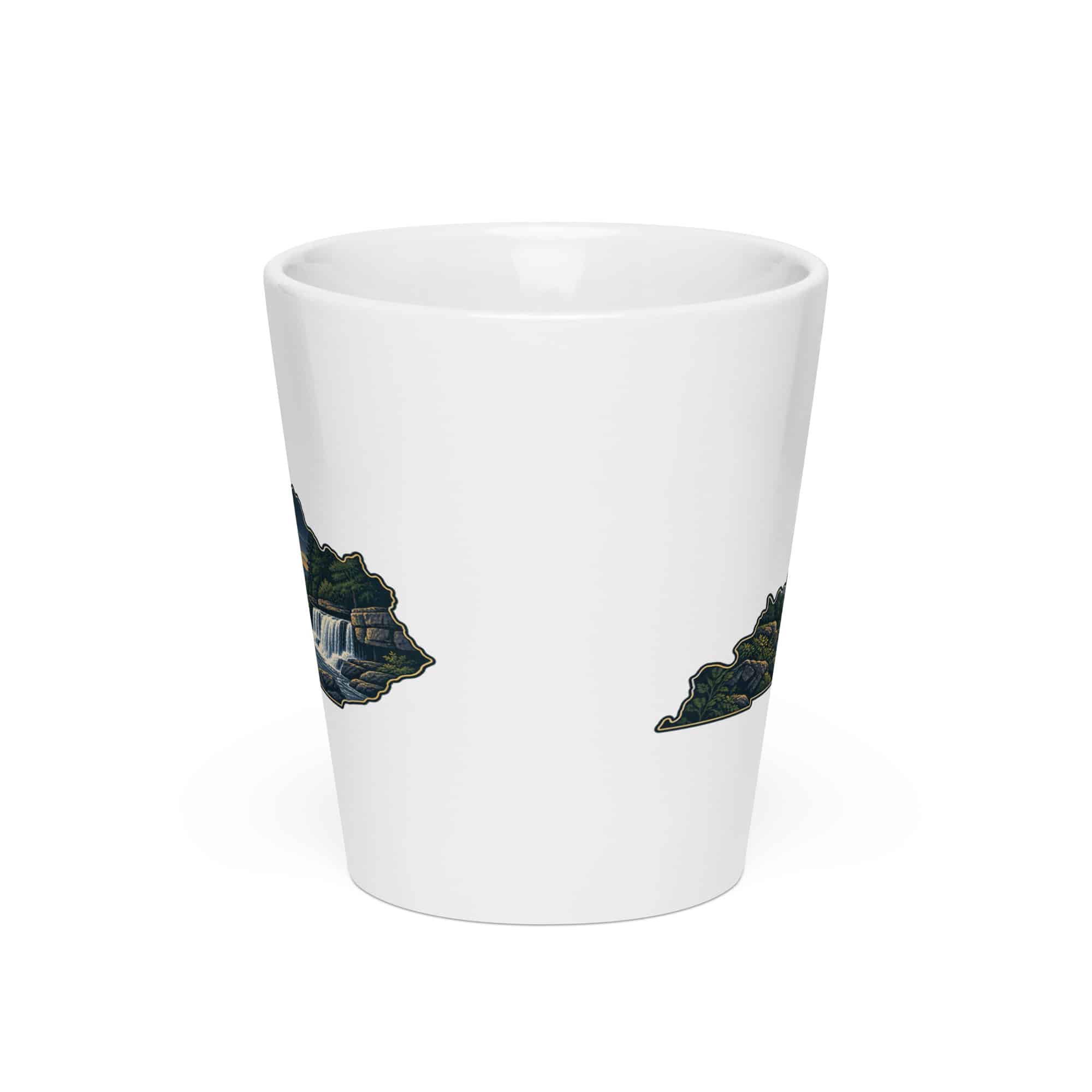 Kentucky Latte Mug: Creek and waterfall, Illustrated Kentucky Silhouette