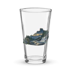 Kentucky Pint Glass: Creek and waterfall, Illustrated Kentucky Silhouette - 16 oz - Main