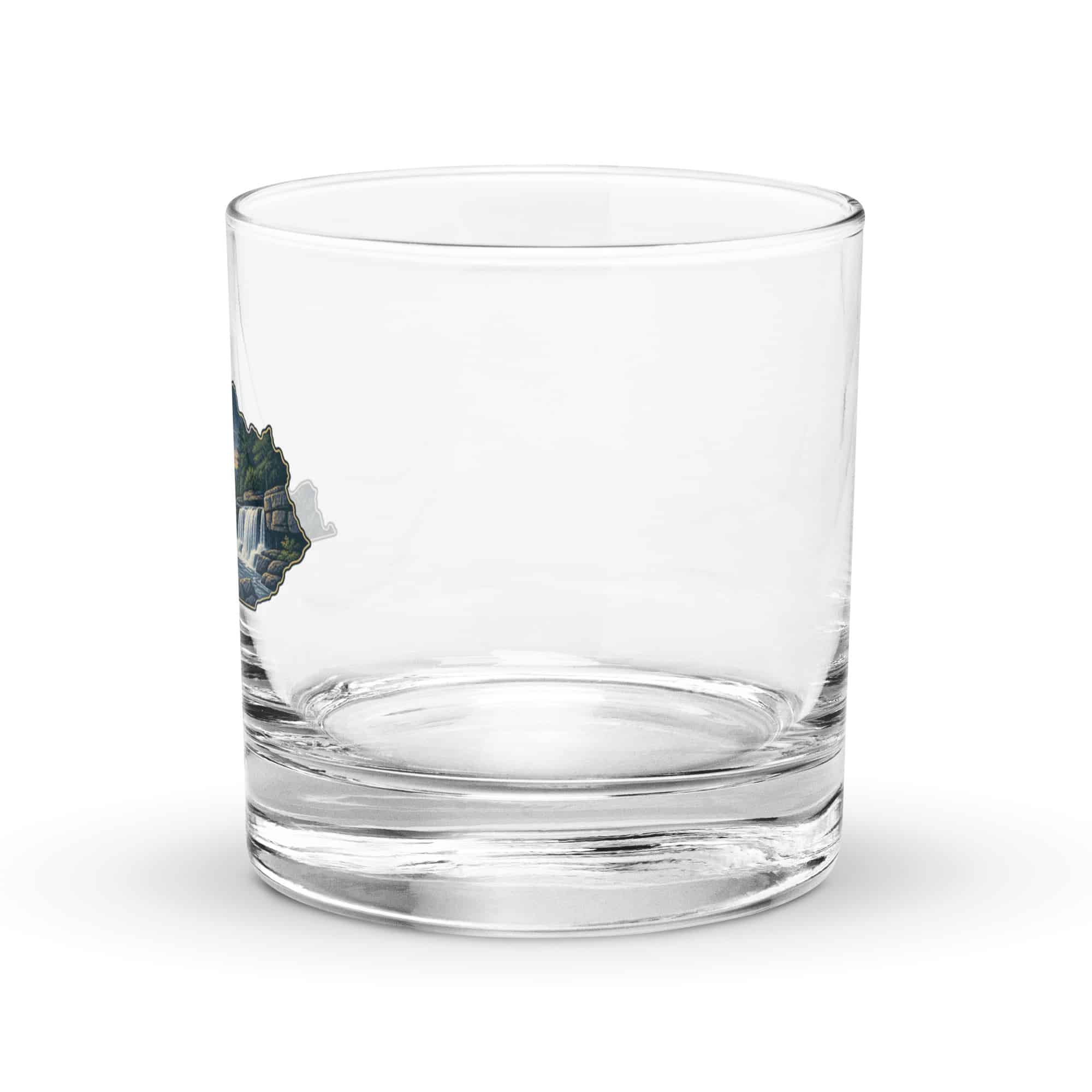Kentucky Rocks Glass: Creek and waterfall, Illustrated Kentucky Silhouette
