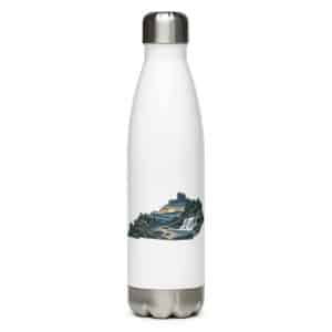 Kentucky Stainless Steel Water Bottle: Creek and waterfall, Illustrated Kentucky Silhouette - 17 oz - Main
