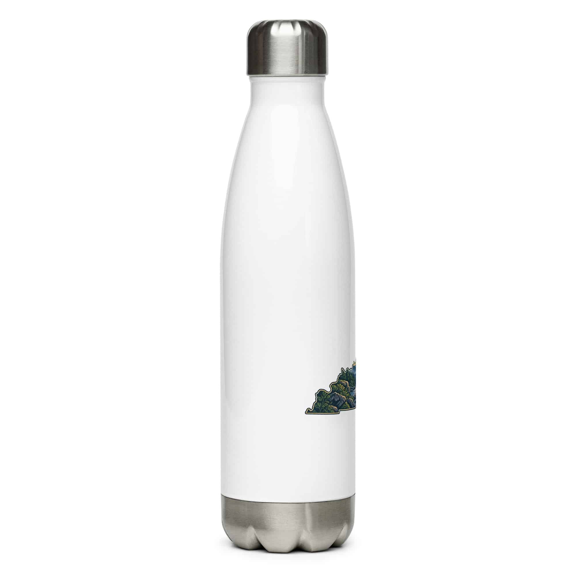 Kentucky Stainless Steel Water Bottle: Creek and waterfall, Illustrated Kentucky Silhouette