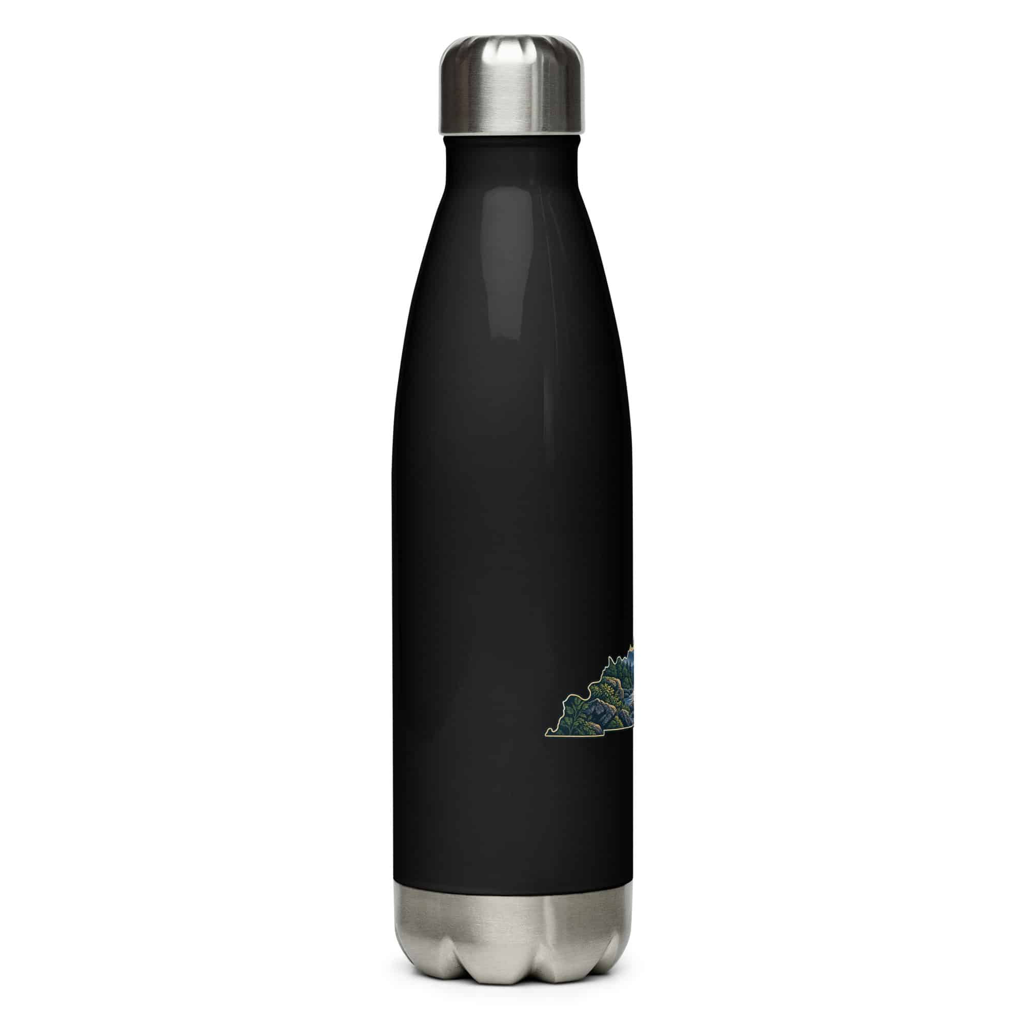 Kentucky Stainless Steel Water Bottle: Creek and waterfall, Illustrated Kentucky Silhouette