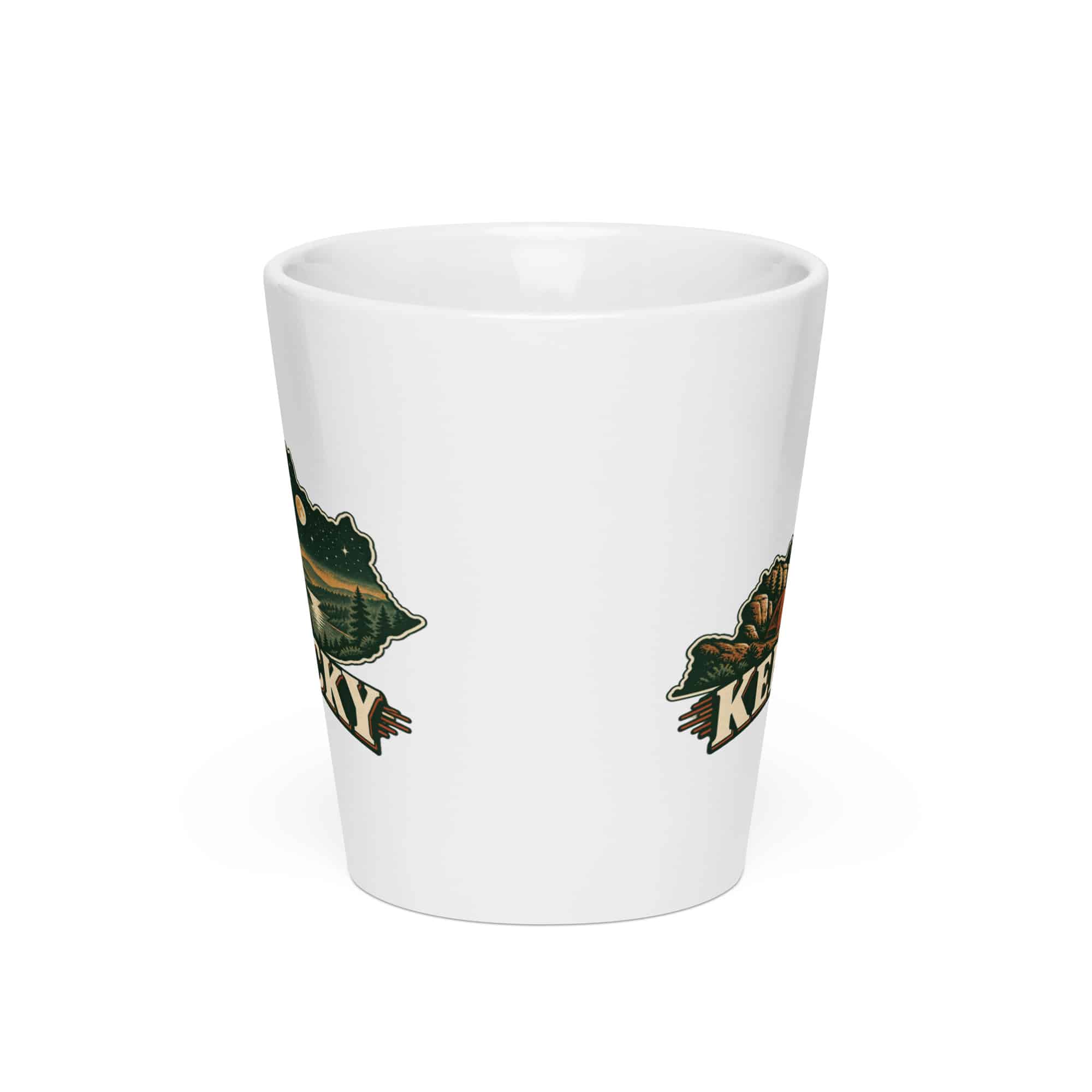Kentucky Latte Mug: Campsite beneath a starry sky, Vintage Kentucky Silhouette