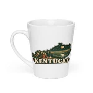 Kentucky Latte Mug: Campsite beneath a starry sky, Vintage Kentucky Silhouette - 12 oz - Main