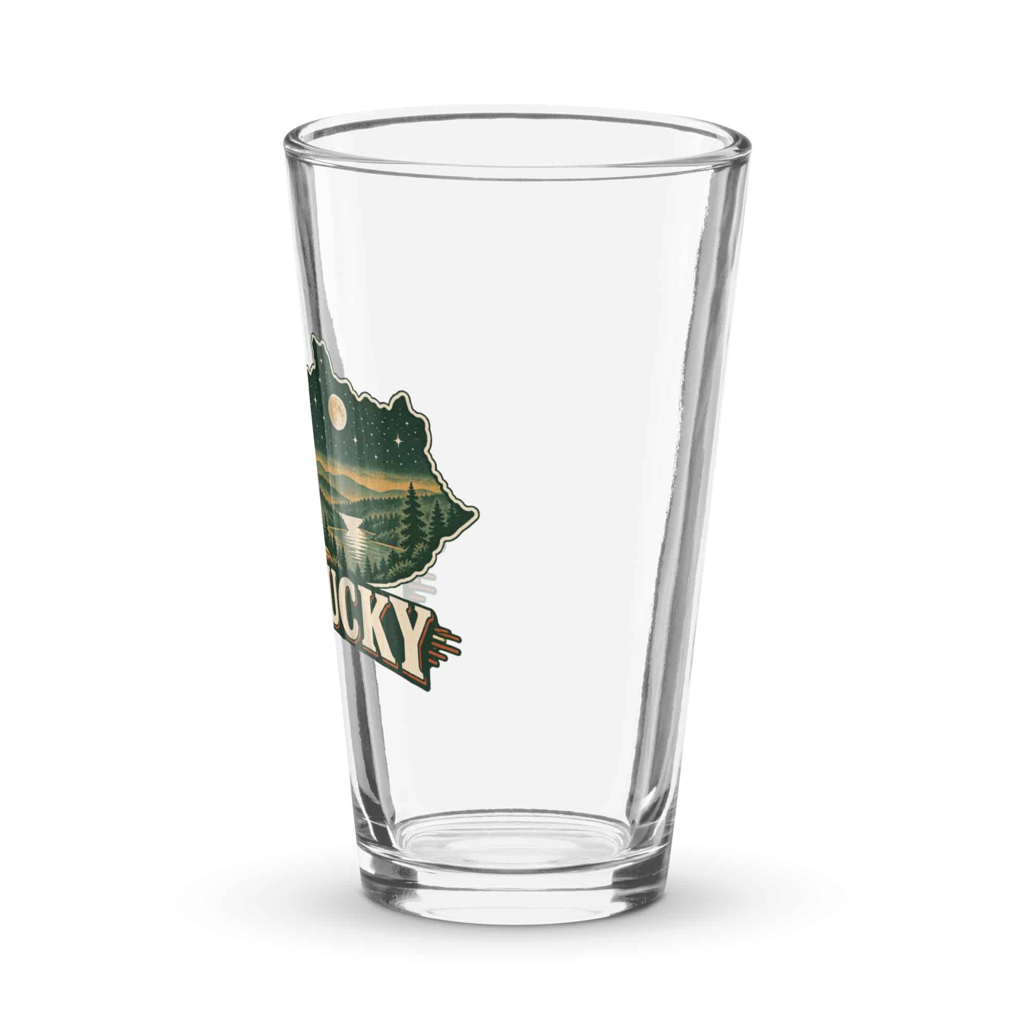Kentucky Pint Glass: Campsite beneath a starry sky, Vintage Kentucky Silhouette