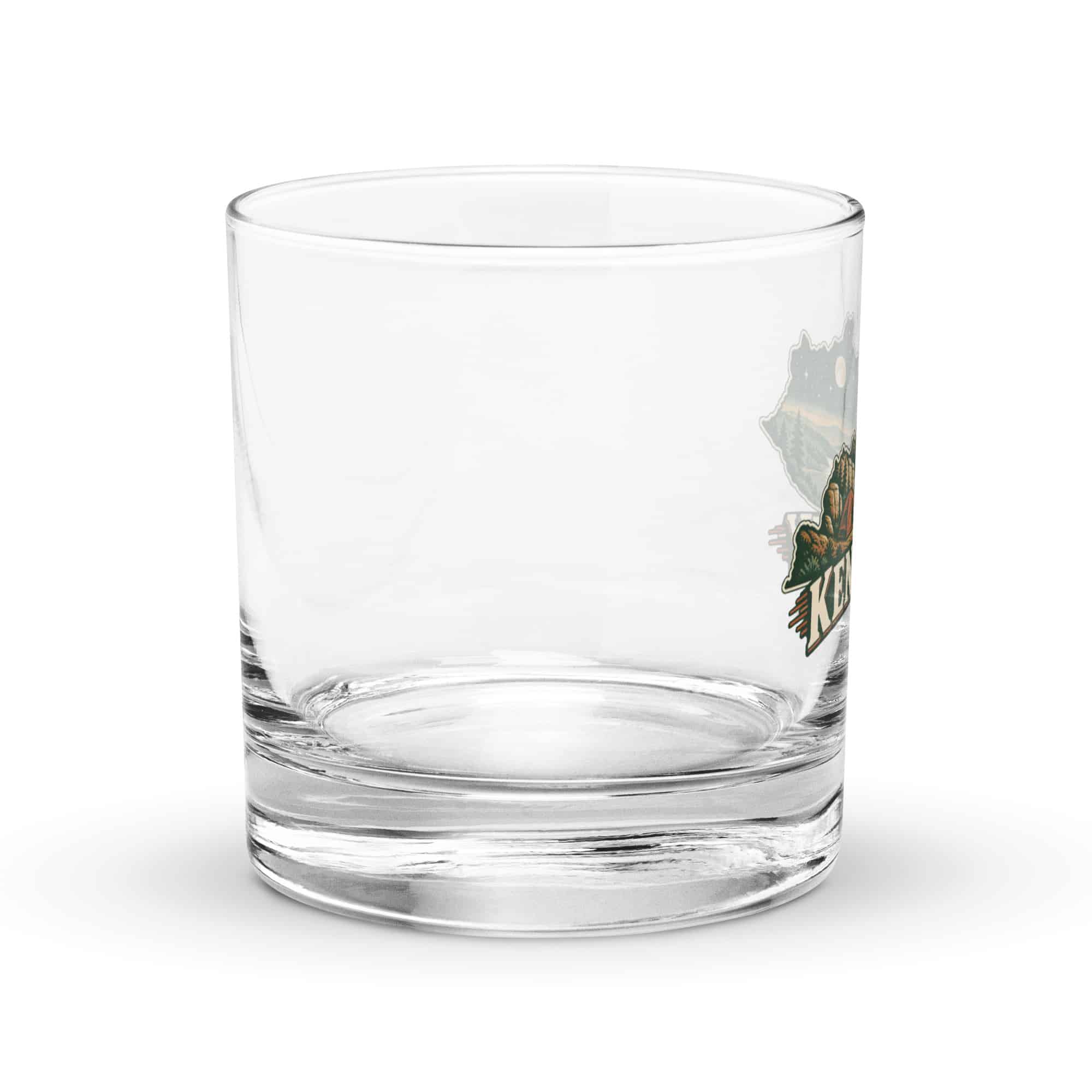 Kentucky Rocks Glass: Campsite beneath a starry sky, Vintage Kentucky Silhouette