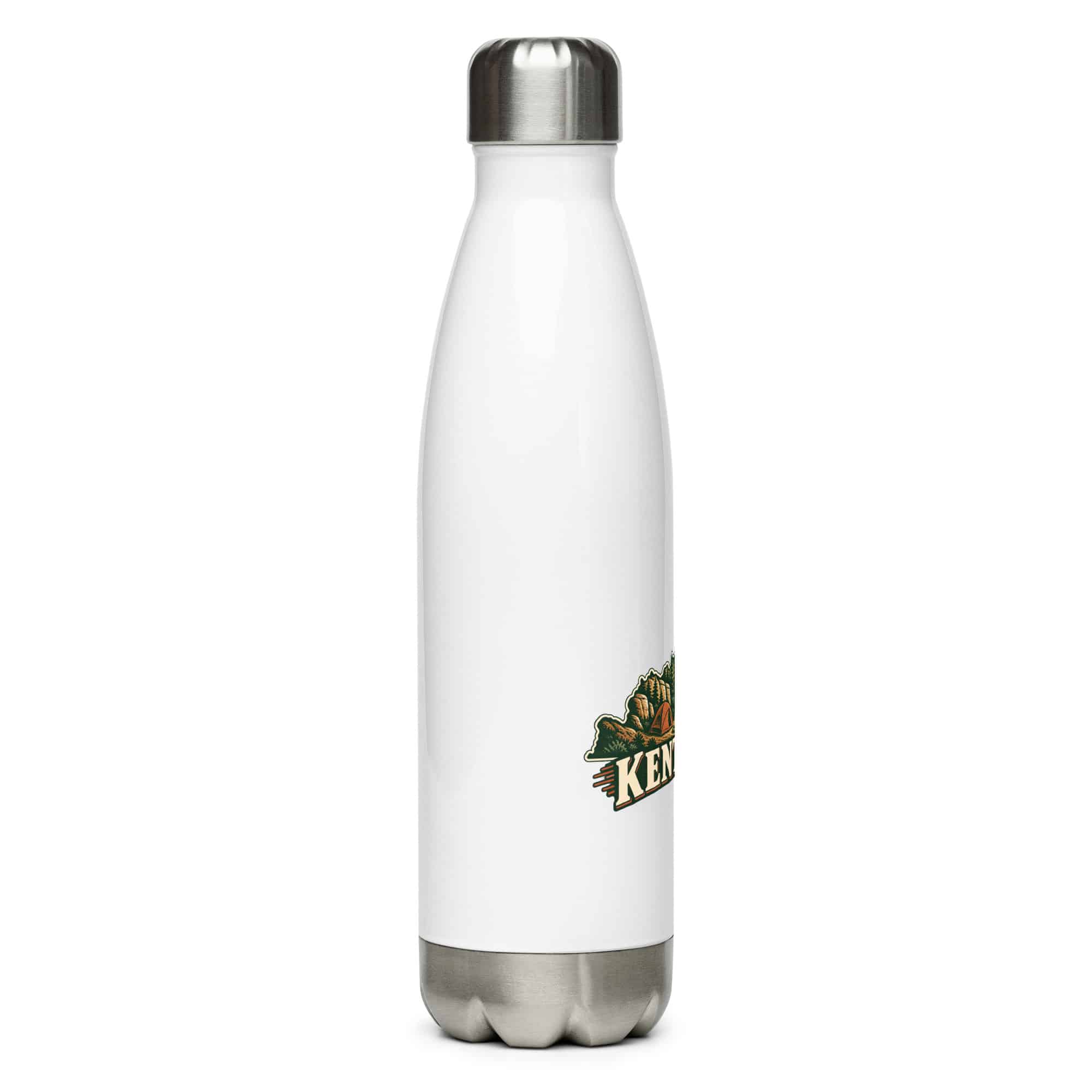 Kentucky Stainless Steel Water Bottle: Campsite beneath a starry sky, Vintage Kentucky Silhouette