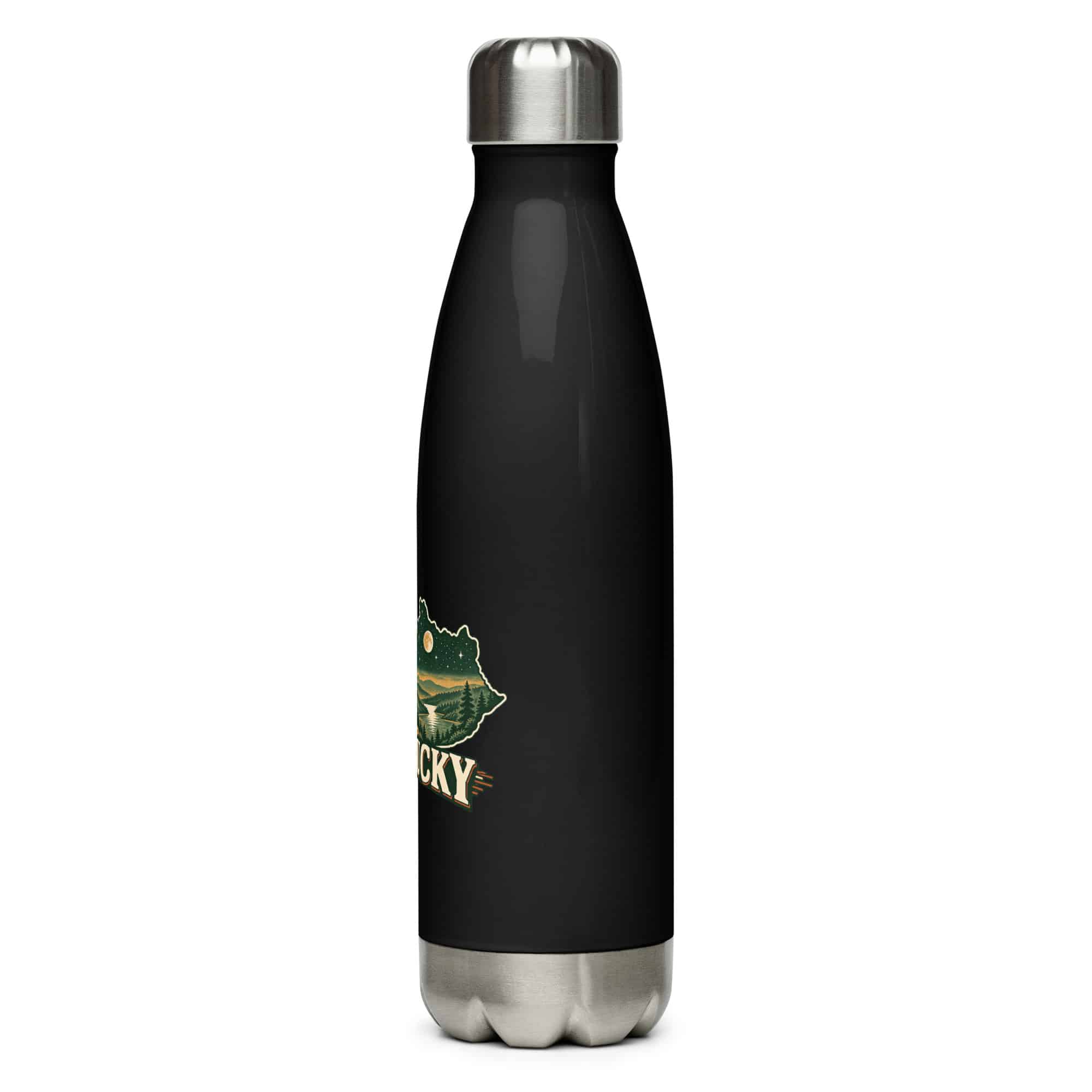 Kentucky Stainless Steel Water Bottle: Campsite beneath a starry sky, Vintage Kentucky Silhouette