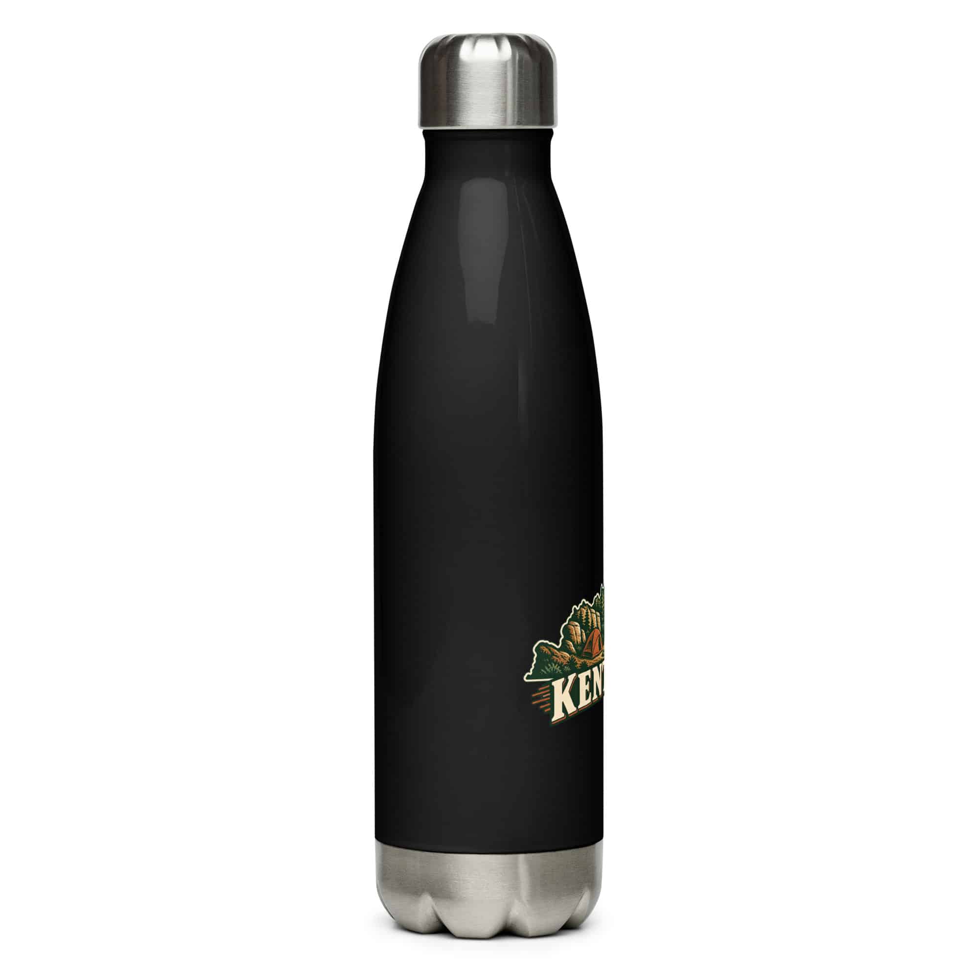 Kentucky Stainless Steel Water Bottle: Campsite beneath a starry sky, Vintage Kentucky Silhouette