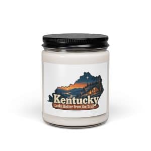 Kentucky Soy Wax Candle: Campsite beneath a starry sky, Colorful Kentucky Silhouette - 9oz - Main
