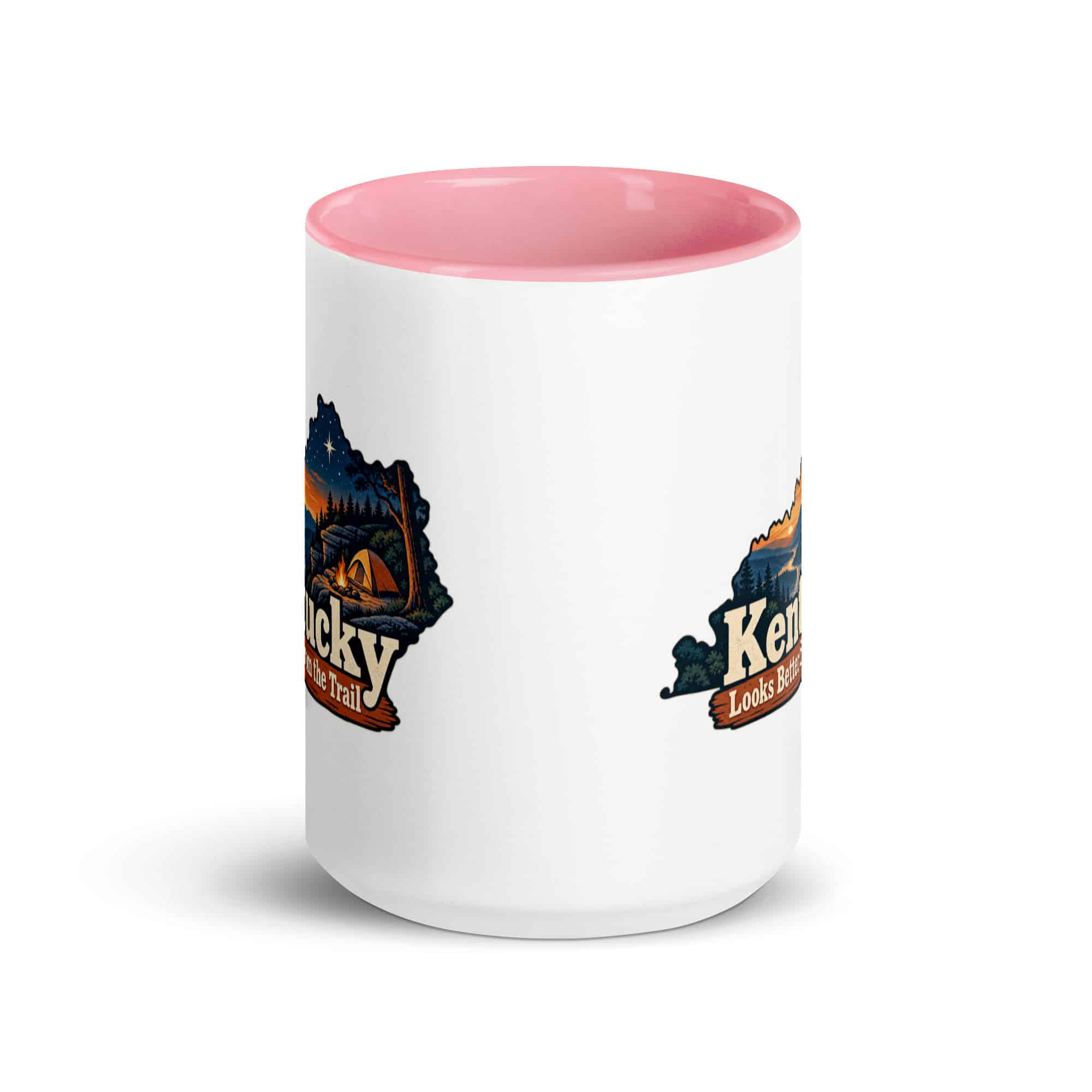 Kentucky Color Inside Coffee Mug: Campsite beneath a starry sky, Colorful Kentucky Silhouette