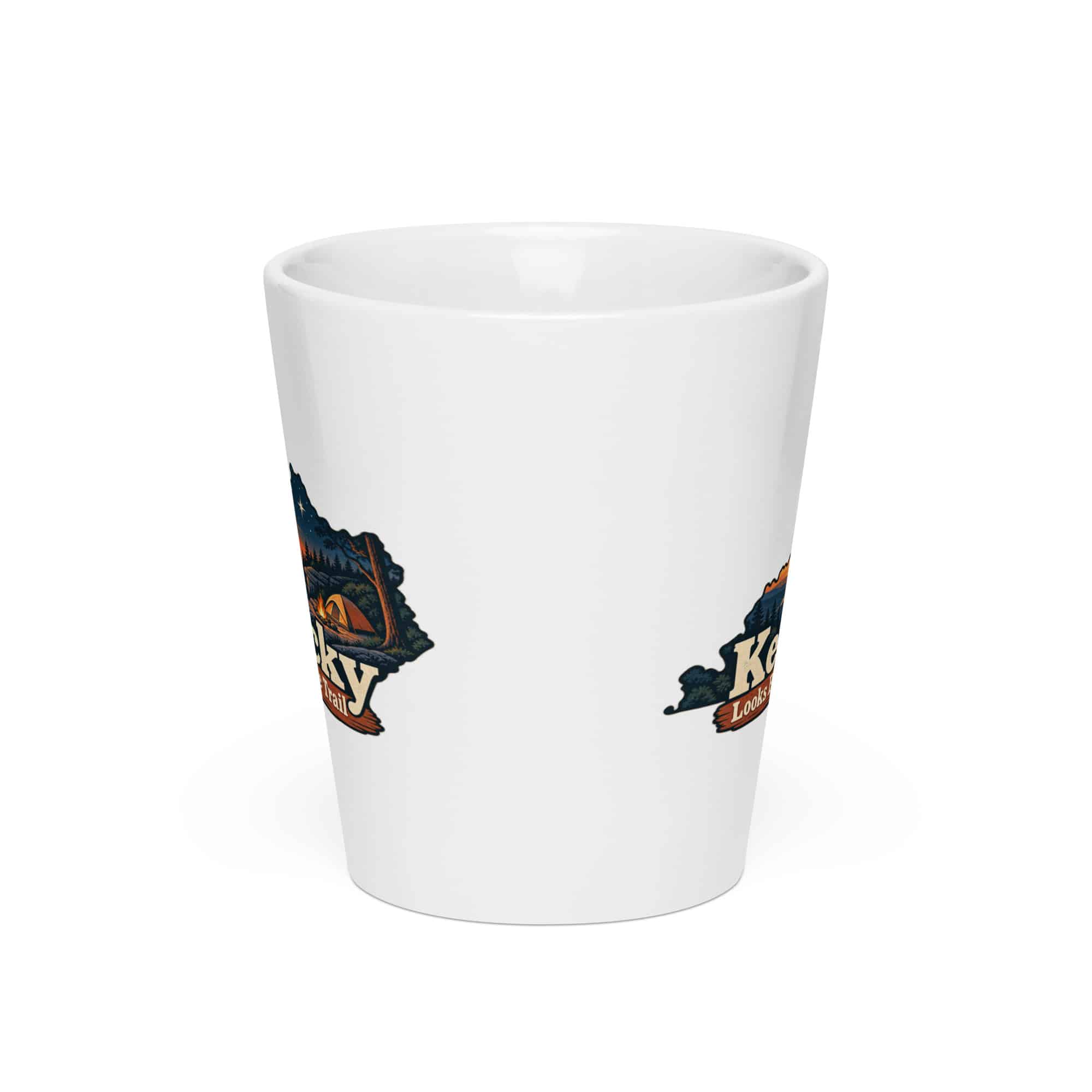 Kentucky Latte Mug: Campsite beneath a starry sky, Colorful Kentucky Silhouette