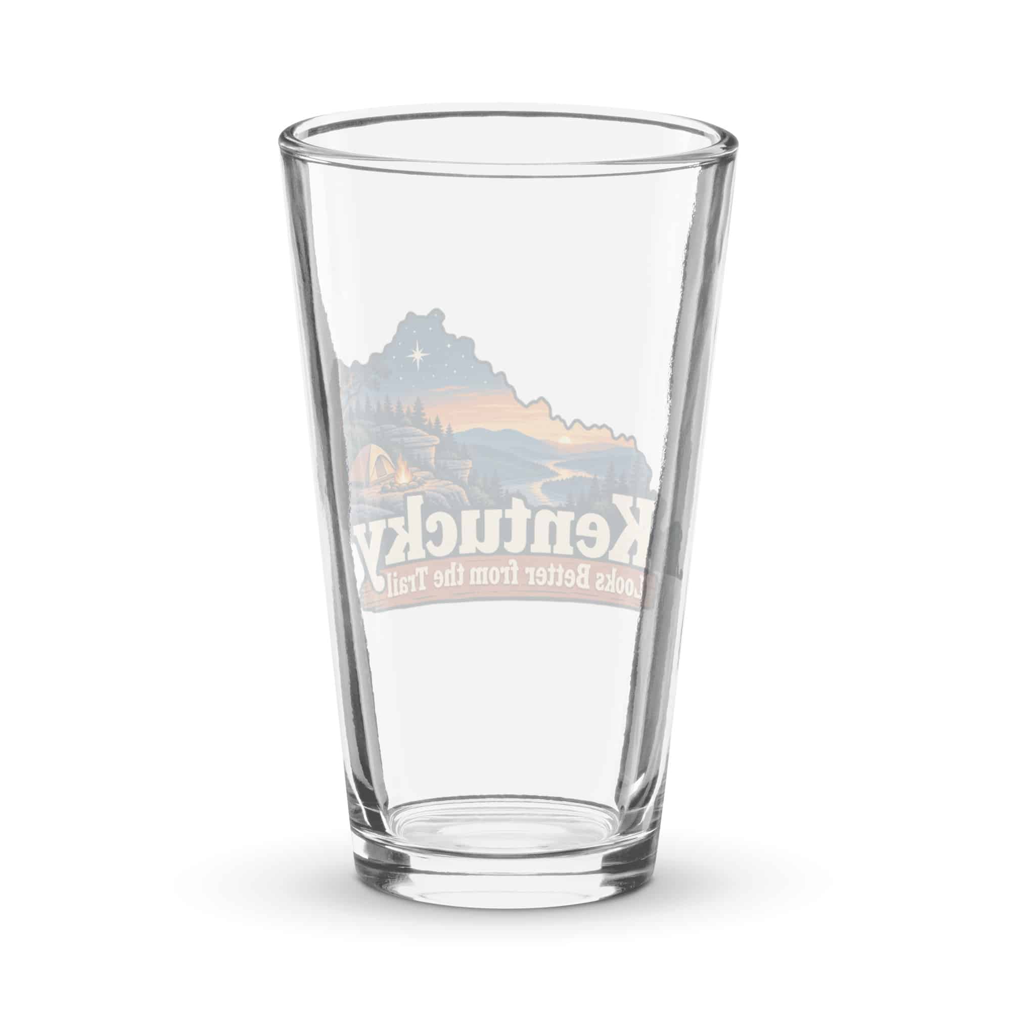 Kentucky Pint Glass: Campsite beneath a starry sky, Colorful Kentucky Silhouette