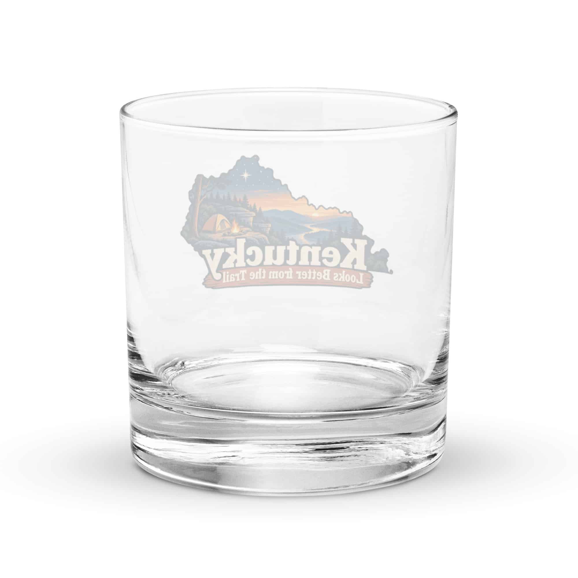 Kentucky Rocks Glass: Campsite beneath a starry sky, Colorful Kentucky Silhouette