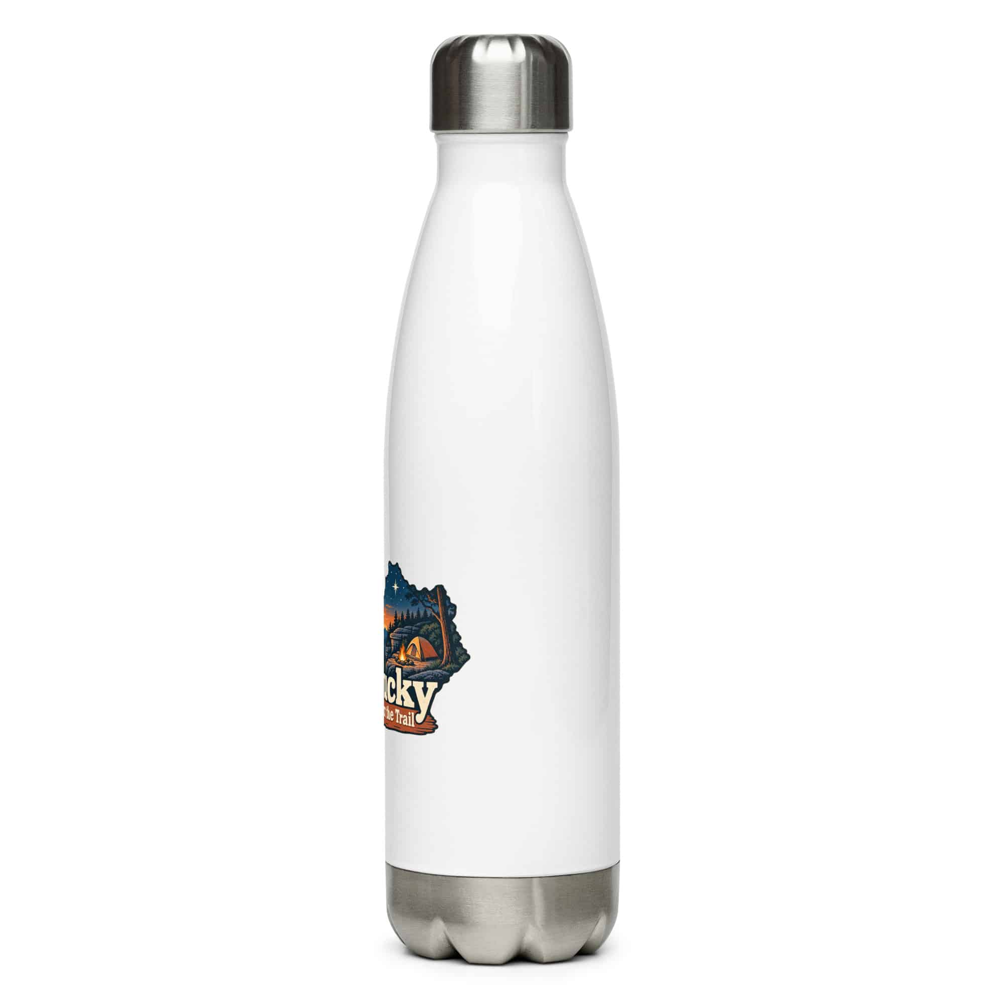 Kentucky Stainless Steel Water Bottle: Campsite beneath a starry sky, Colorful Kentucky Silhouette