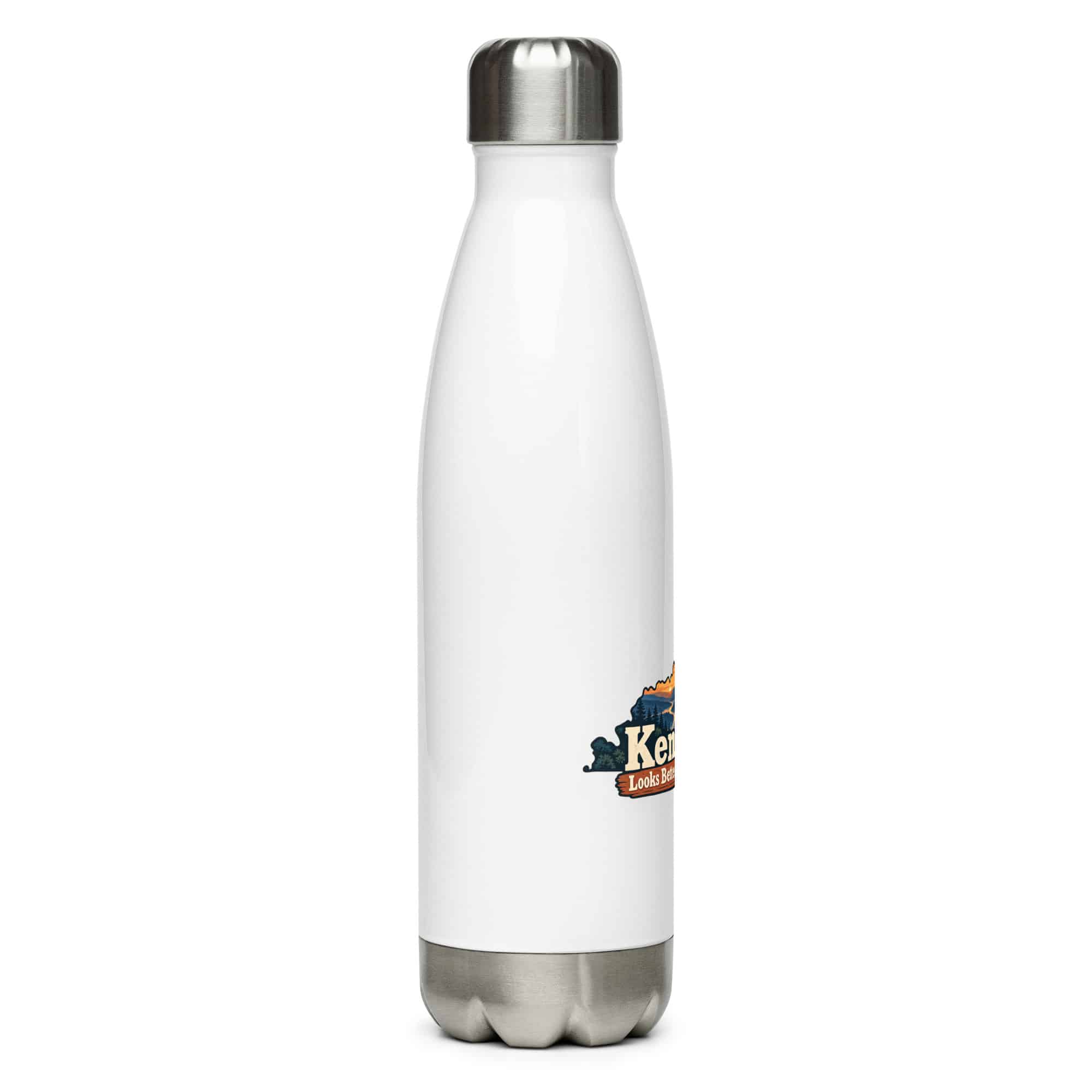 Kentucky Stainless Steel Water Bottle: Campsite beneath a starry sky, Colorful Kentucky Silhouette
