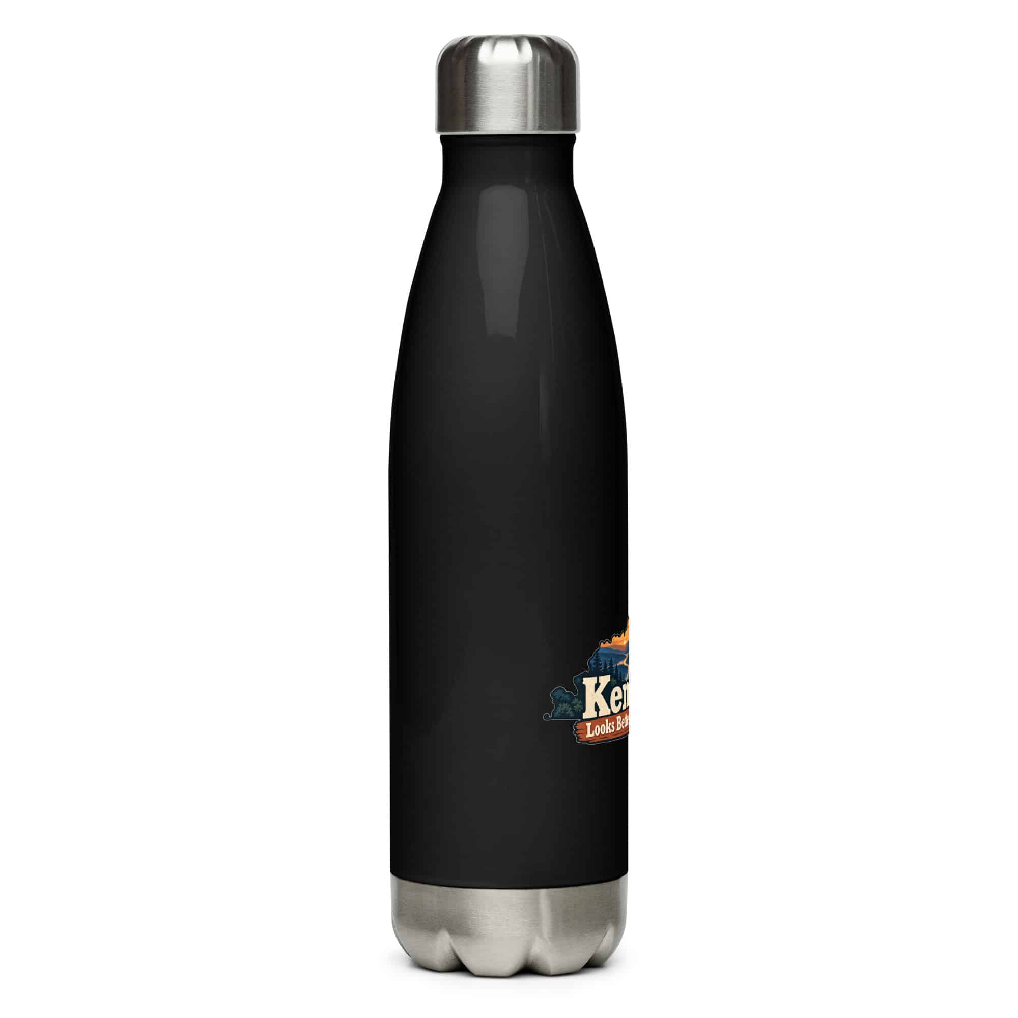 Kentucky Stainless Steel Water Bottle: Campsite beneath a starry sky, Colorful Kentucky Silhouette