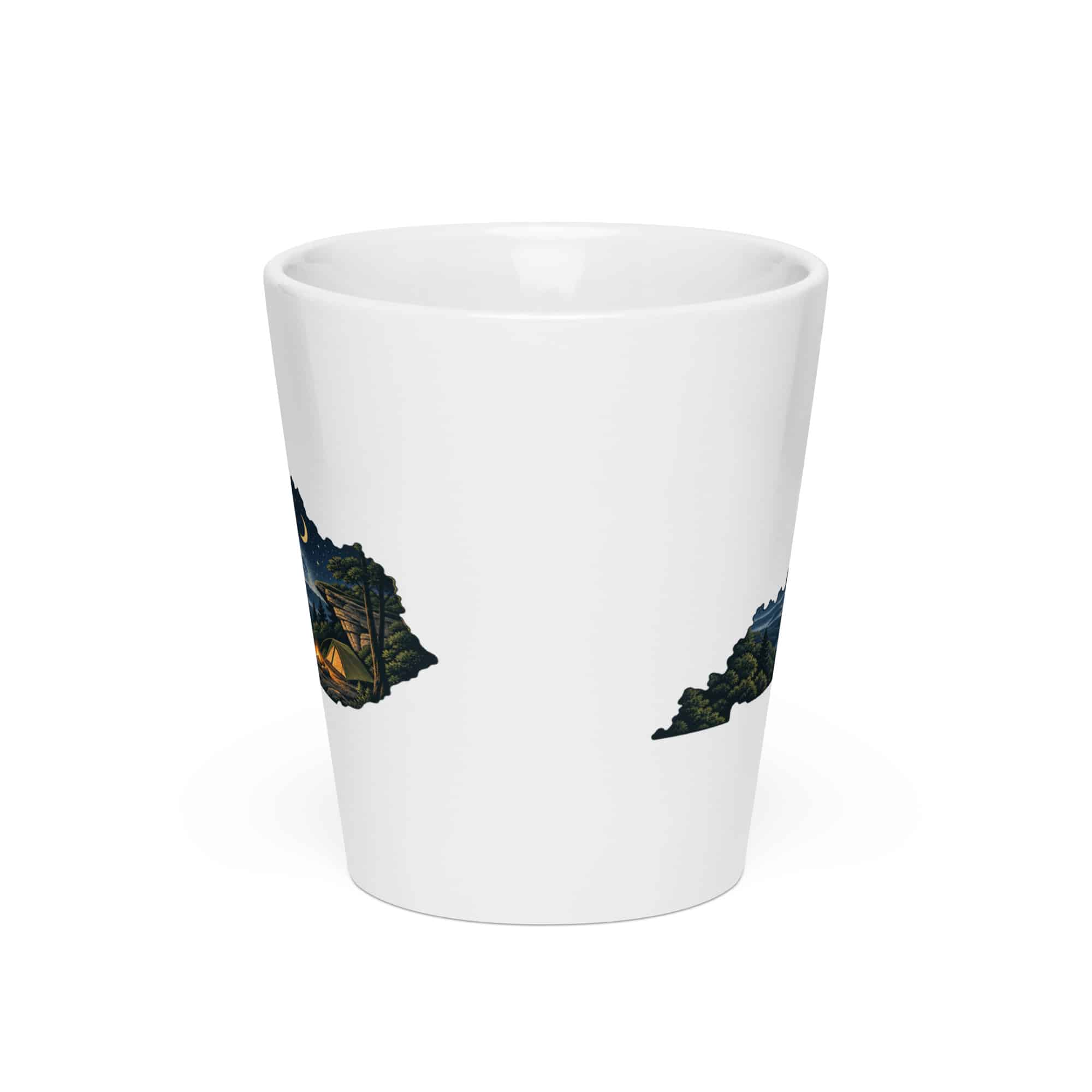 Kentucky Latte Mug: Campsite beneath a starry sky, Illustrated Kentucky Silhouette