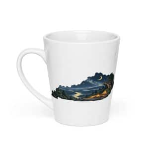 Kentucky Latte Mug: Campsite beneath a starry sky, Illustrated Kentucky Silhouette - 12 oz - Main