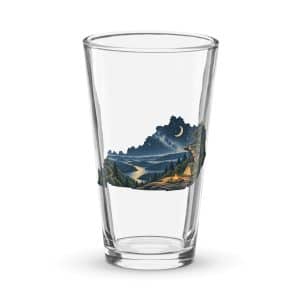 Kentucky Pint Glass: Campsite beneath a starry sky, Illustrated Kentucky Silhouette - 16 oz - Main