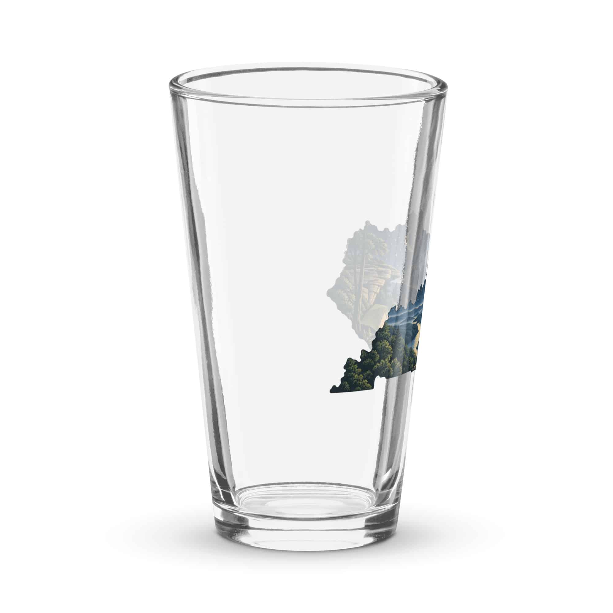 Kentucky Pint Glass: Campsite beneath a starry sky, Illustrated Kentucky Silhouette