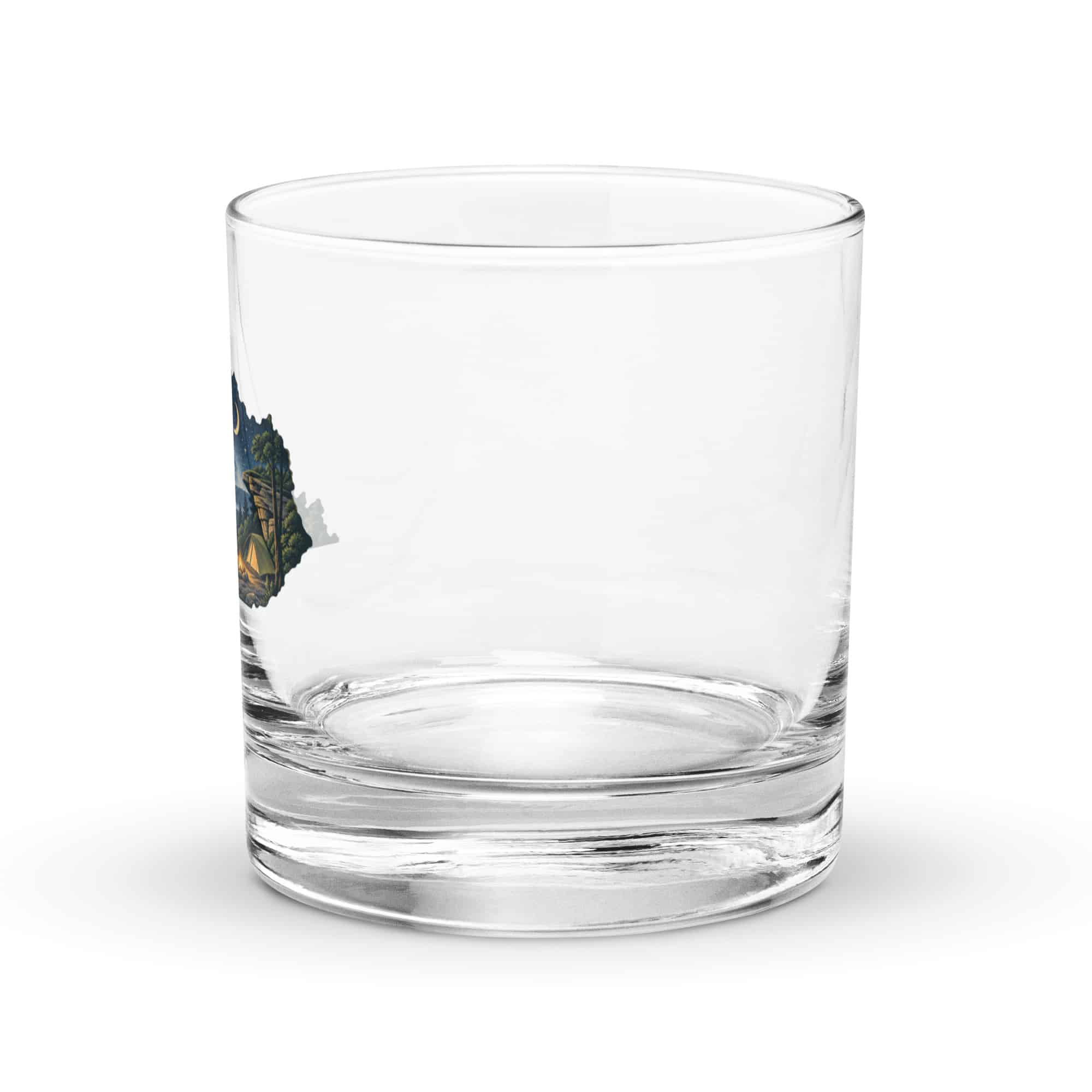 Kentucky Rocks Glass: Campsite beneath a starry sky, Illustrated Kentucky Silhouette