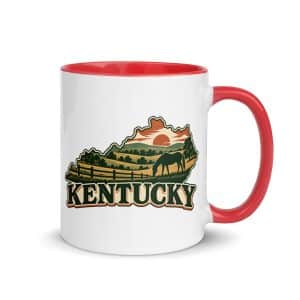 Kentucky Color Inside Coffee Mug: Rolling pasture and horse silhouette, Vintage Kentucky Silhouette - 11 oz - Main